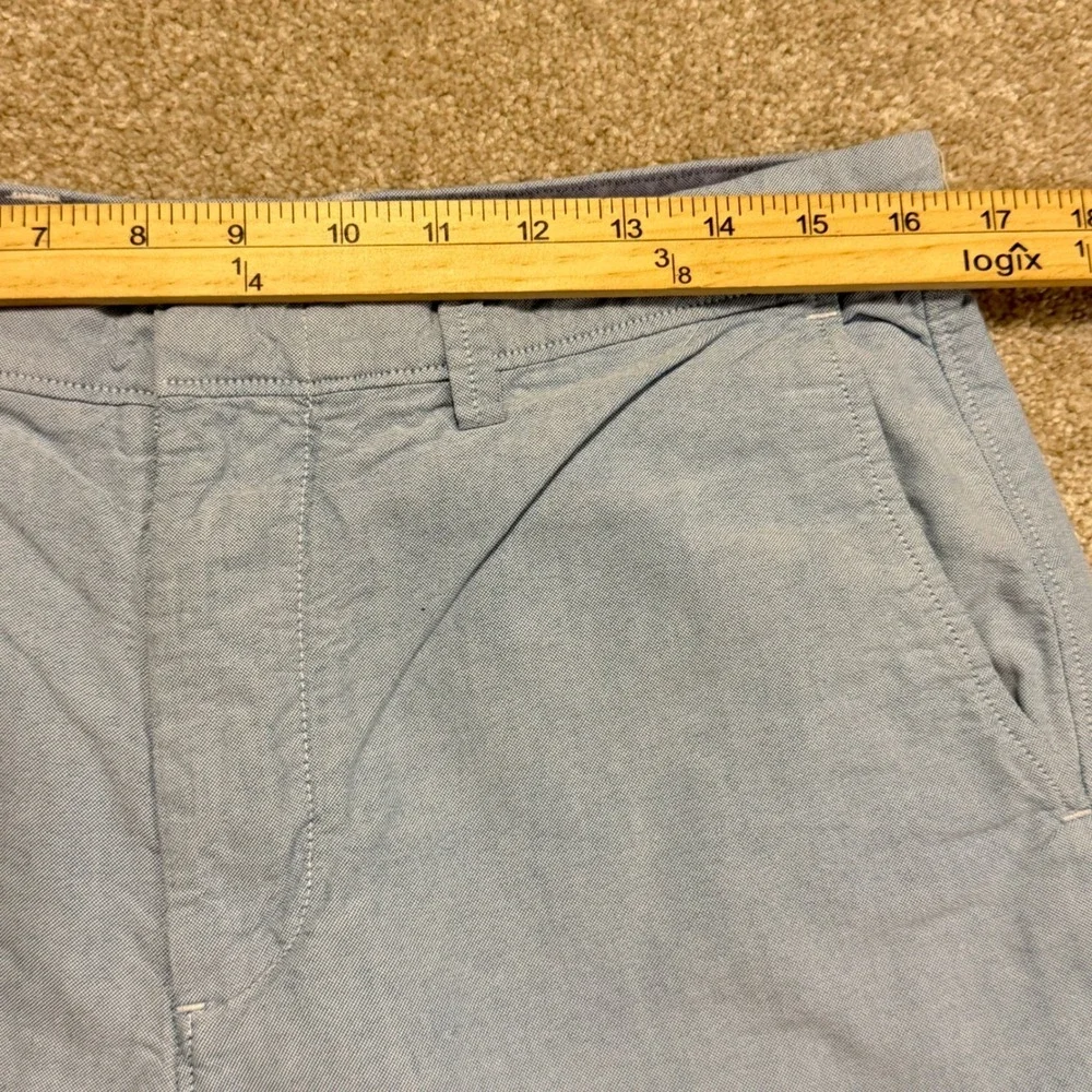 J.Crew Linen Blend Shorts Men 33 Light Blue Oxford Chino Flat Front‎ 10.5 In